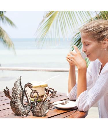 Loupsiy Swan Fork & Spoon Holder - Decorative Stainless Steel Cutlery Accessories for Weddings & Daily Use | 13 Sets of Red Antiquity - Buy Online on GoSupps.com