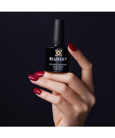 Bluesky No Wipe Tempered Top Coat 10ml Extra Strong Hardest Wearing Clear Gel Nail Polish Top Coat for 21 Day Manicure Requires Curing Under LED UV Nail Lamp - Buy Online on GoSupps.com