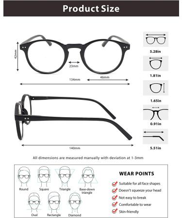 5 Pack Blue Light Blocking Reading Glasses Round Frame for Men and Women - 5 Color Assorted 2.75 Strength - Buy Online on GoSupps.com