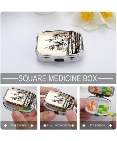 Decorative Bamboo Pill Box with Chinese Calligraphy | 2 Compartment Portable Medicine Organizer - Buy Online on GoSupps.com