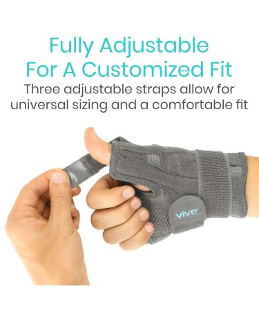 Vive Arthritis Thumb Splint - Thumb Spica Support Brace for Pain, Sprains, Strains, Arthritis, Carpal Tunnel - Wrist Strap - Left/Right Hand (Grey) - Buy Online on GoSupps.com