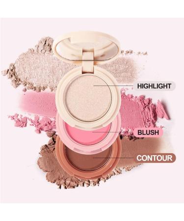 RoseFlower 3-in-1 Highlighting Blush & Contour Palette | Portable Concealer Set for All Skin Types | Makeup Gift for Girls & Women - Buy Online on GoSupps.com