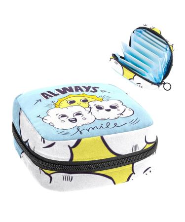 Always Smile Funny Emoticon Sonnen clouds period pocket portable tampon storage pocket tampon holder for wallet feminine product organizer multicolored 4.7x6.6x6.6 in/12x17x17 cm