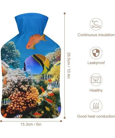 Underwater Fish Hot Water Bottle with Plush Cover - Hand Warmer for Adults & Children | 26.5x15.3cm - Buy Online on GoSupps.com
