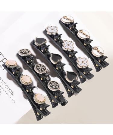 Hair Clip Set - 5 Braided Mini Clips with Crystal Flower | Kolibri Double Layer Fashionable Hair Accessories for Women & Girls - Buy Online on GoSupps.com