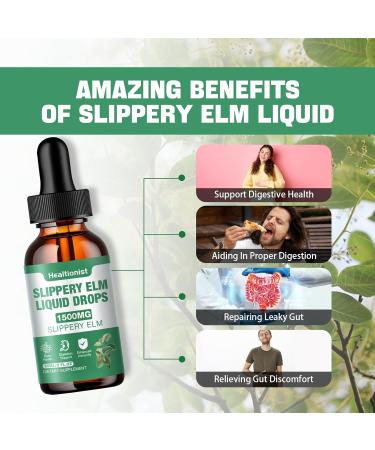 2 Pack Organic Slippery Elm Liquid Tincture 1500MG - Digestive & Immune Support Vegan Alcohol & Sugar Free - 4 Fl Oz - Buy Online on GoSupps.com