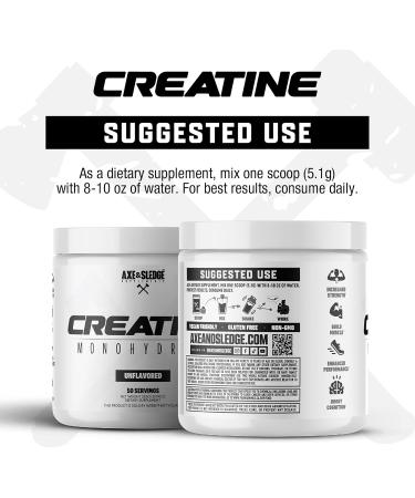 Axe & Sledge Basics Creatine | Unflavored Enhances Strength & Performance Increases Lean Body Mass 50 Servings | Pure Creatine Monohydrate No Fillers or Artificial Substances | 50 Servings - Buy Online on GoSupps.com