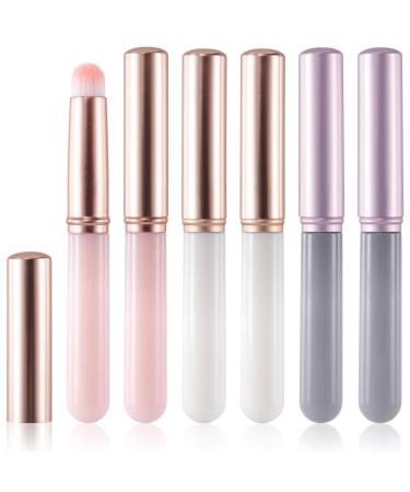 6Pcs Lip Blending Brush with Lid Round Head Lipstick Smudge Brush Spot Concealer Brush Professional Lip Gloss Applicators for Lipstick Gloss Creams