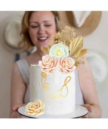 Lukinuo 21pcs Boho Cake Topper Decoration Acrylic Minimalist Art Lady Gold Face Cake Topper Vintage Artificial Rose Flowers Leaves Cake Topper D cor for Bohemian Birthday Wedding Bridal Baby Shower - Buy Online on GoSupps.com