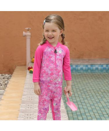 weVSwe Baby Toddler Boy Swimsuit UPF 50+ Sun Protection Rash Guard with Crotch Zipper | Rose Red Fish Scales | 18-24 Months - Buy Online on GoSupps.com