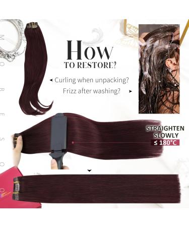 Moresoo Wine Red Clip in Hair Extensions - 16 Inch Burgundy Real Human Hair - 7 Pieces/120g #99J - Buy Online on GoSupps.com