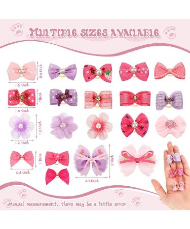 20 Pcs Handmade Cute Dog Hair Bows with Rhinestones and Pearls for Small Dogs - Grooming Accessories in Rose Pink and Purple - Buy Online on GoSupps.com