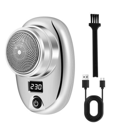 Electric Shaver for Men Mini Shaver Men's Electric Rotary Shaver with Power Display USB Rechargeable Waterproof Portable Shavers Travel Shaver Pocket Shaver Wet and Dry Use for Home Travel
