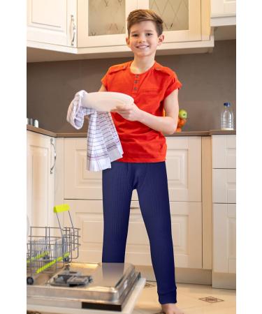 Resinta 3 Pack Boys Thermal Waffle Knit Pants - Sizes 6-7 Years - Black Gray Navy - Buy Online on GoSupps.com