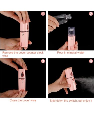 2 Pcs Nano Facial Mister Portable Mini Face Mist Sprayer for Skin Care, Makeup - USB Rechargeable Mirror - Pink White - Buy Online on GoSupps.com