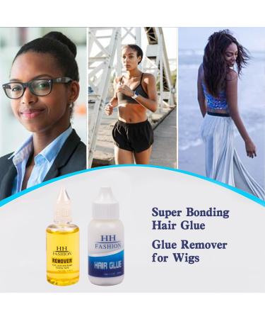 HH FASHION Invisible Lace Wig Adhesive & Glue Remover Set - 1.3oz Hold Glue + 1oz Solvent for Lace Wigs, Hairpieces, and Toupees - Buy Online on GoSupps.com