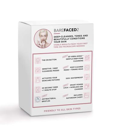 Magnitone London BareFaced 2 Vibra-Sonic Cleansing Brush - Daily Facial Cleansing in Pink | International Shipping Available - Buy Online on GoSupps.com
