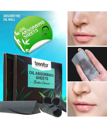 800 Count Oil Absorbing Blotting Sheets - Natural Bamboo Charcoal Face Wipes (Pack of 8) | For Oily Skin | Face Oil Control - Buy Online on GoSupps.com