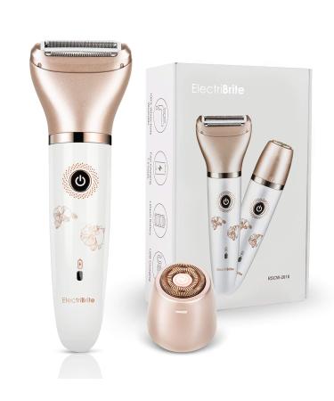 Electric Razor for Women - Painless 2-in-1 Women Shaver Hair Remover for Face, Legs and Underarm, Portable Waterproof Bikini Trimmer Wet and Dry Cordless Lady Hair Removal - Micro USB Recharge Gold