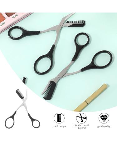 Precision Eyebrow Scissors with Comb - Non-Slip Finger Grips - Men and Women - Black - Buy Online on GoSupps.com