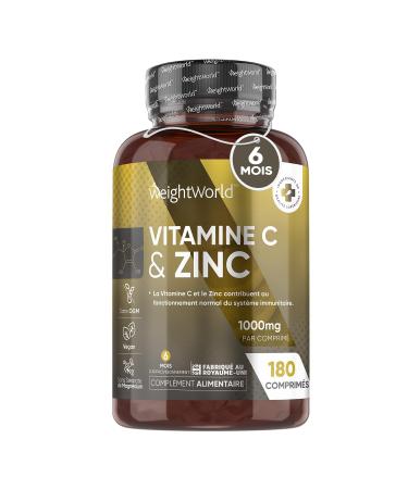 Vitamin C 1000mg + Zinc Bisglycinate For Fatigue, Adult Immune System & Skin (EFSA) - Vit C Ascorbic Acid (Antiox