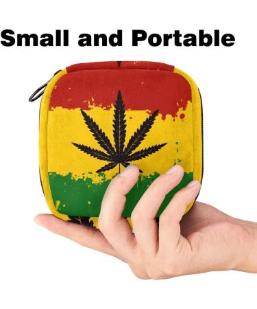 Stylish Menstruation Pad Bag with Zipper | Women's Tampon & Napkin Organizer | Abstract Marijuana & Rastafarian Design - Buy Online on GoSupps.com