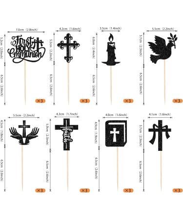 Rsstarxi 24 Pack First Holy Communion Cupcake Toppers Dove God Bless Cross Cupcake Picks Decorations for First Communion Baby Shower Baptism Theme Party Cake Decorations Black Design 6 Black - Buy Online on GoSupps.com