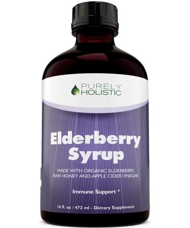 Organic Elderberry Syrup for Adults & Kids - 50% MORE 16 fl oz - With Black Sambucus Elderberry Propolis Echinacea Raw Honey & Apple Cider Vinegar - Immune Support and Immune Booster