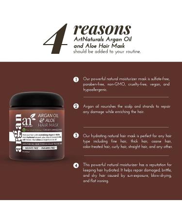ArtNaturals Argan Hair Mask Conditioner (8 Oz) - Deep Conditioning Treatment with Organic Jojoba Oil, Aloe Vera, and Keratin - for Repairing Dry, Damaged, Color Treated Hair - Promotes Natural Hair Growth - Sulfate Free - Buy Online on GoSupps.com