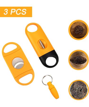 3 PCS Cigar Cutter Set Portable Cigar Cutter V Cut Cigar Punch Cigar Accessories Fits in The Cigar Case Cutter for Most Cigar Sizes Perfect as a Gift for Cigar Lovers (Yellow) - Buy Online on GoSupps.com