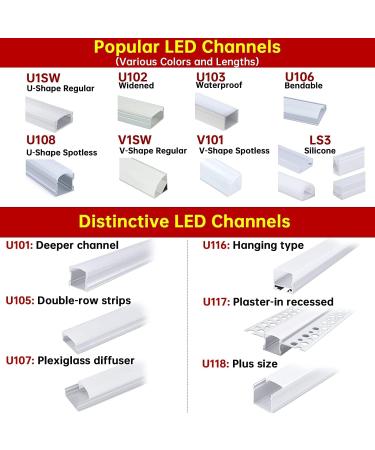 Muzata 6Pack 3.3ft Double Row LED Channel Cover Aluminum Profile Diffuser for Waterproof Strip Lights - 1M - Buy Online on GoSupps.com