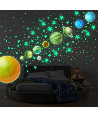 445 PCS Glow in The Dark Stars Wall Stickers Glow in The Dark Stickers of Ceiling Stars Planets Kids Wall Decors Perfect for DIY Kids Bedroom Nursery Living Room (Green Light) - Buy Online on GoSupps.com