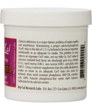 Rep-Cal SRP00200 Calcium Ultrafine Powder with Vitamin D3 3.3oz - Phosphorous-Free Reptile/Amphibian Supplement - Buy Online on GoSupps.com