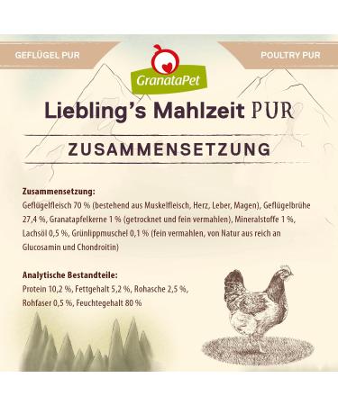 Granatapet Liebling's Meal Poultry - Grain-Free & Sugar-Free Wet Dog Food 6 x 800g | High Meat Content & Quality Oils - Buy Online on GoSupps.com