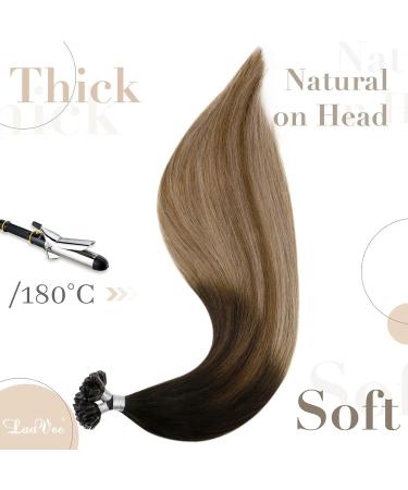 Laavoo 60cm Real Hair Extensions - Balayage Brown Remy Keratin Bondings | Dark Brown & Ash Blonde | #2/6/18 U-Tip Extensions - Buy Online on GoSupps.com