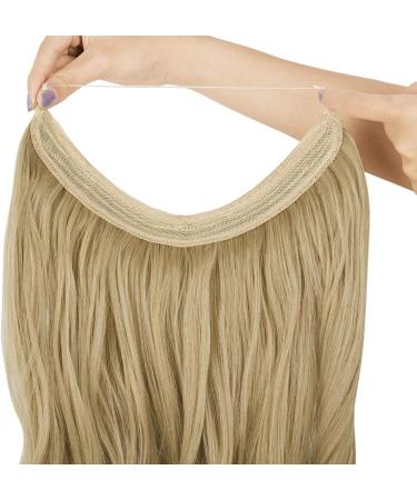 OMGREAT Wavy Curly Halo Hair Extension - Long Synthetic Hair Piece - Light Ash Blonde & Bleach Blonde - 18 Inch - 4.2oz - Transparent Wire Headband - No Clip - Buy Online on GoSupps.com