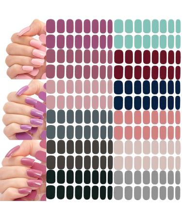 NAILDOKI Nail Stickers 12 Sheets x 14 Pieces Full Wraps Nail Polish Strips Self-Adhesive Gel Nail Art Decals for Women Girls B-01