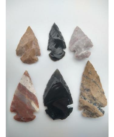 Indian Arrowheads Stone and Black Obsidian Points Lot of 6 - Perfect for Jewelry Making and Decorative Purposes - Buy Online on GoSupps.com
