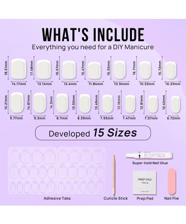 Bartbox French Press On Nails - Short Square Artificial Nails (30 pcs) | Nail Glue Included | Perfect for Women & Girls | Mike White-48 - Buy Online on GoSupps.com