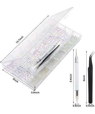 and Tweezer Round ab rhinestones Nail Gems and Rhinestones Crystal Rhinestones for Nail Nail Art Rhinestones Kit 21 Grids Multi Shapes Mixed(Transparentl AB) - Buy Online on GoSupps.com