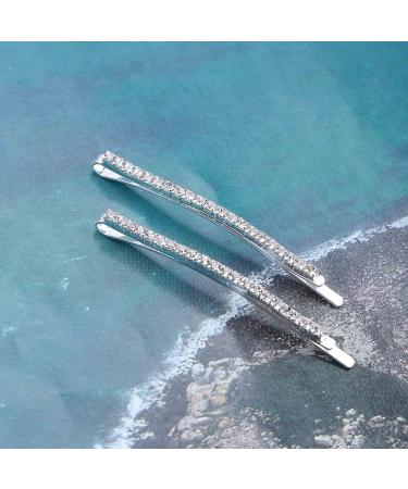 Yheakne Vintage Crystal Hair Clip Pin 2Pcs - Decorative Barrette Bobby Pins for Women and Girls (Silver Crystal) | Hair Accessories - Buy Online on GoSupps.com