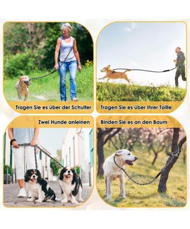 Eyien 3m Dog Leash for Medium & Large Dogs | 8-in-1 Reflective Double Leash with Adjustable Buckles & Handles - Ideal for Dogs Below 100kg - Durable Thickened Freehand Linen in Dark Gray - Buy Online on GoSupps.com