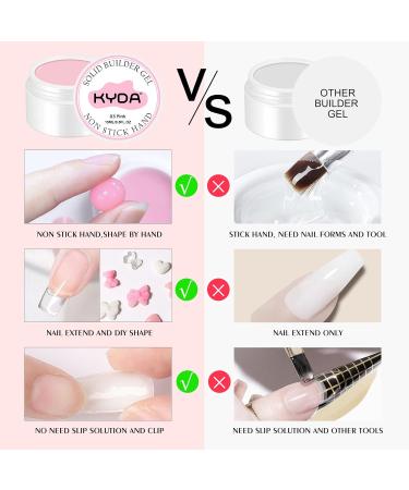 KYDA 2 Colors Nail Extension Solid Builder Gel Solid Non-stick Extension Gel for Nails Hard Builder Gel for Nail Art Design Premium Color Extend Gel for Beginners Nails(Clear and Dark Pink) - Buy Online on GoSupps.com