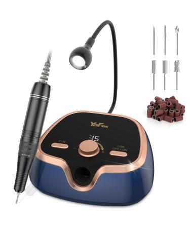 YaFex Nail Drill, 35000 RPM Professional Nail Drill Machine, Electric Nail Filer E File with LCD Speed Display, Manicure & Pedicure Tool for Acrylic Nails, Buffing, Polishing, Shaping Blue