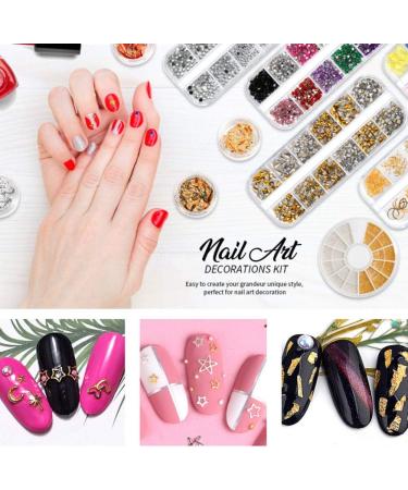 Colorful Nail Rhinestones Set Professional Nail Kit Rivets Studs Jewels Accessories for Nail Clothing Hat Bag Eye Makeup (Include 6 Boxes Nail Art Rhinestones 1 Box Nail Foil Chip) - Buy Online on GoSupps.com