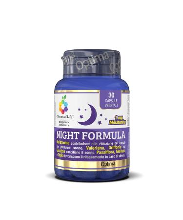 Colors Of Life Night Formula Melatonin Valerian Passionflower & Melissa Supplement - 30 Vegetarian Capsules