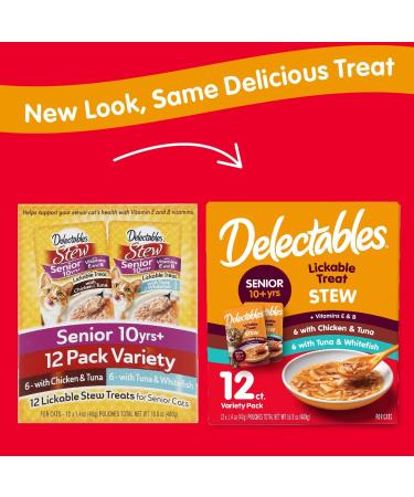 Hartz Delectables Stew Senior Lickable Wet Cat Treats - Chicken, Tuna & Whitefish Flavors - 12 Count Pack - Buy Online on GoSupps.com