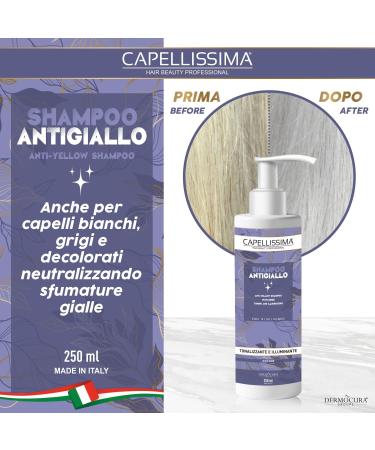 DERMOCURA Capellissima Professional antigel set effective antiyellow shampoo 250 ml and antiyellow mask 250 ml removes yellow and restores a natural effect for white or treated hair - Buy Online on GoSupps.com