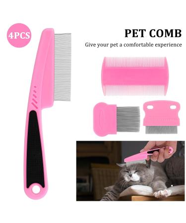 Molain Cat Dog Flea Comb Set - 4 Pieces Pink Grooming Tools & Tear Stain Removers for Pets - Buy Online on GoSupps.com