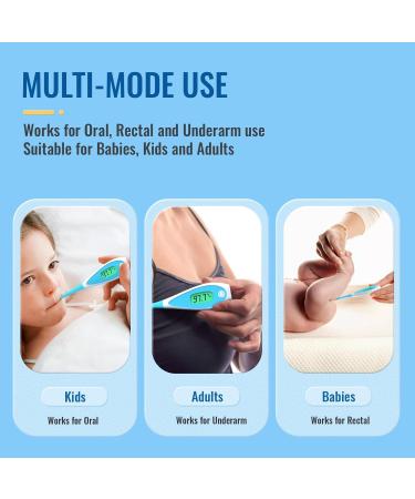 Buy Boncare Thermometer for Adults - Fast 10-Second Oral Fever Thermometer with Blue Display | International Shipping - Buy Online on GoSupps.com